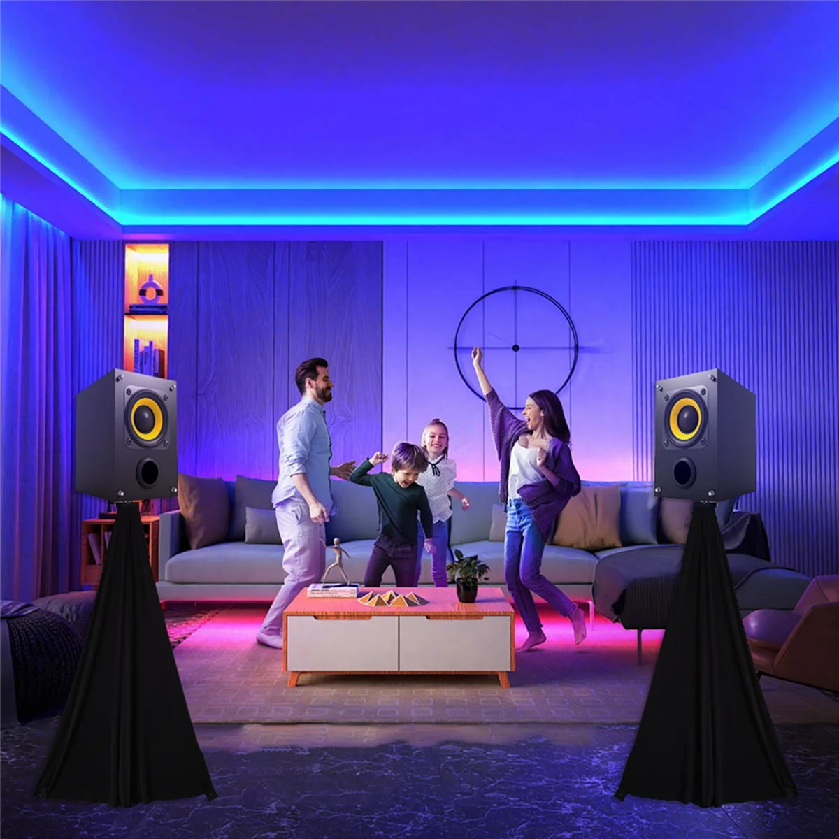 B03B-Universal Dj Light Speaker Stand Skirt Tripod Scrim Cover with Stretchable Polyester Material, 2 Pcs