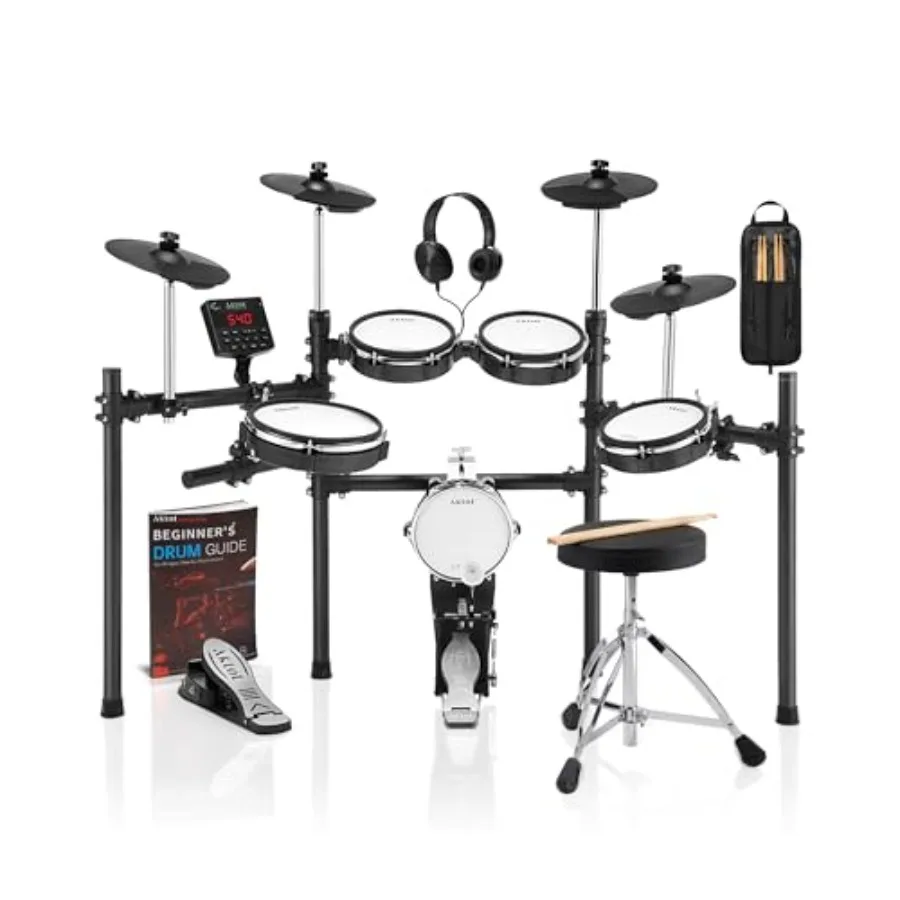 

Электронная ударная установка с драм-башней: 4 двухзонных сетчатых пэда, 8-дюймовый бас-барабан в форме башни, 10-дюймовый двузонный малый барабан, 10-дюймовые тарелки с функцией чаок.