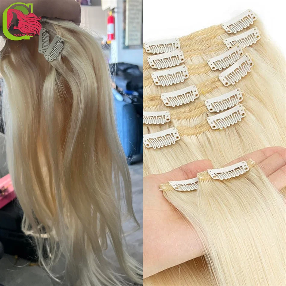 Clip in Hair Extensions 100% Real Remy Human Hair Brazilian Silky Straight Hair Extension Balayage Blonde Hair Extension
