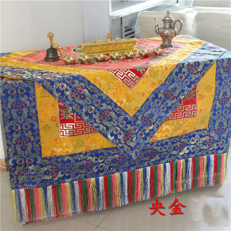 

2P # Wholesale Buddhist supply Tibet Nepal family Buddhism Temple Auspicious Embroidery Buddha statue Altar cover Table cloth