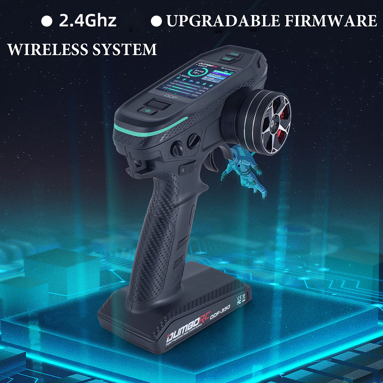 DUMBORC Telecomando DDF-350 2.4GHZ 10CH Schermo HD Trasmettitore RC con ricevitore Sistema radio per RC Auto Barca Carro Armato Aereo