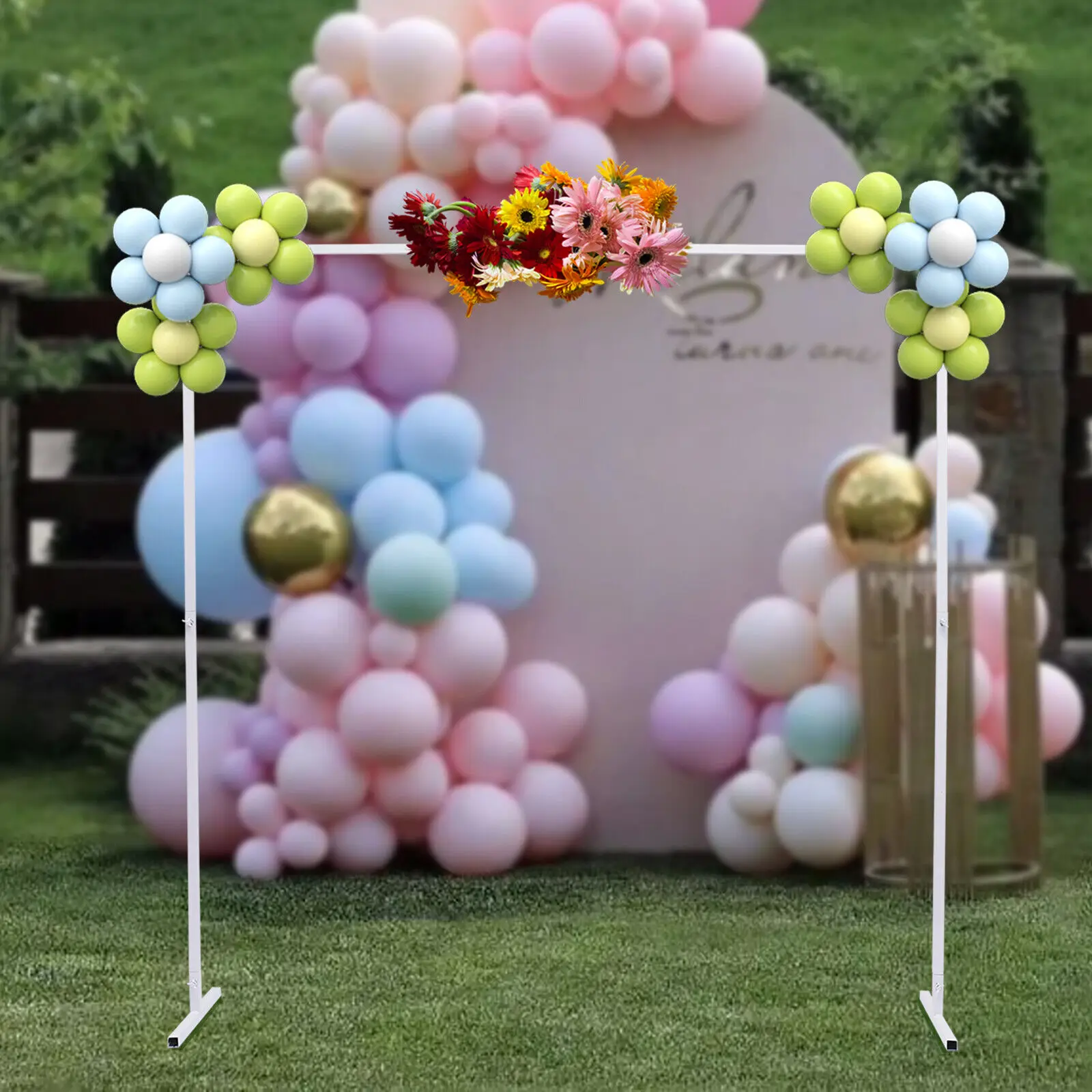 Soporte de arco de boda, marco de fondo de globo de Metal cuadrado dorado, soporte de exhibición de globos de flores, fiesta nupcial, banquete,