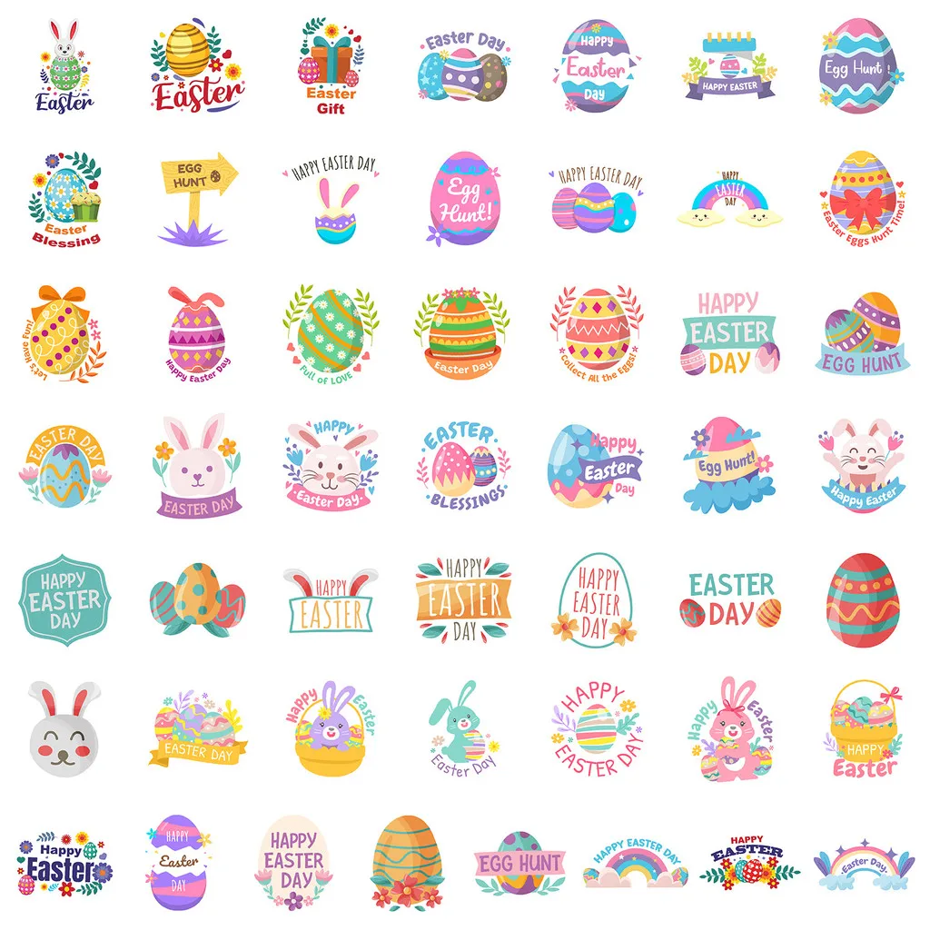 50PCS Easter Graffiti Stickers - Creative Waterproof Decor for Water Cup & Computer AnimeWorlds Store