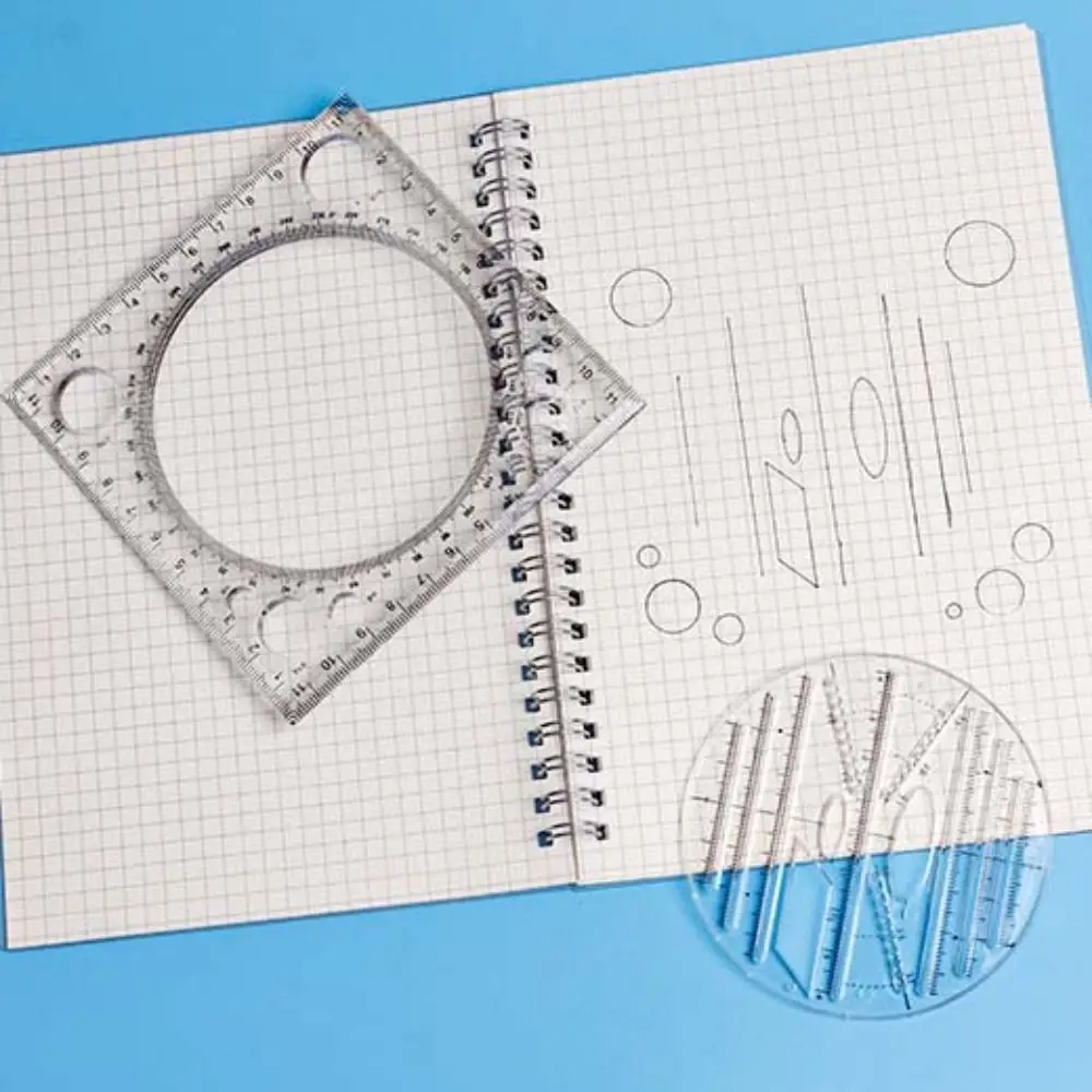 Geometrie-Winkelmesser Transparentes Multifunktionales Drehbares Lineal 3D-Skala Pädagogisches Kreis-Zeichenlineal