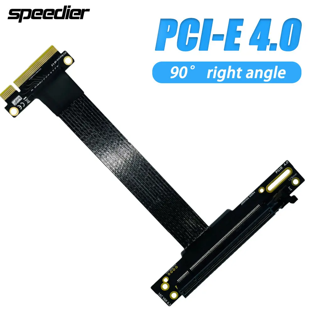 Right Angle 90 Degree PCIE 4.0 X8 To X16 High Speed Extension Cable Silver-plated GEN4 Backward Compatible with PCIE 3.0 X8 X16