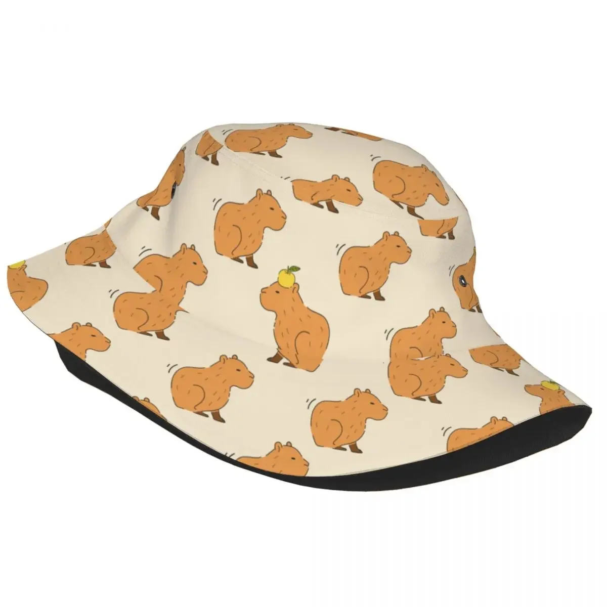 Unisex Bucket Hat Capybara Cartoon Summer Beach Vacation Getaway Headwear Foldable Outdoor Fishing Fisherman Hat Bob Hat