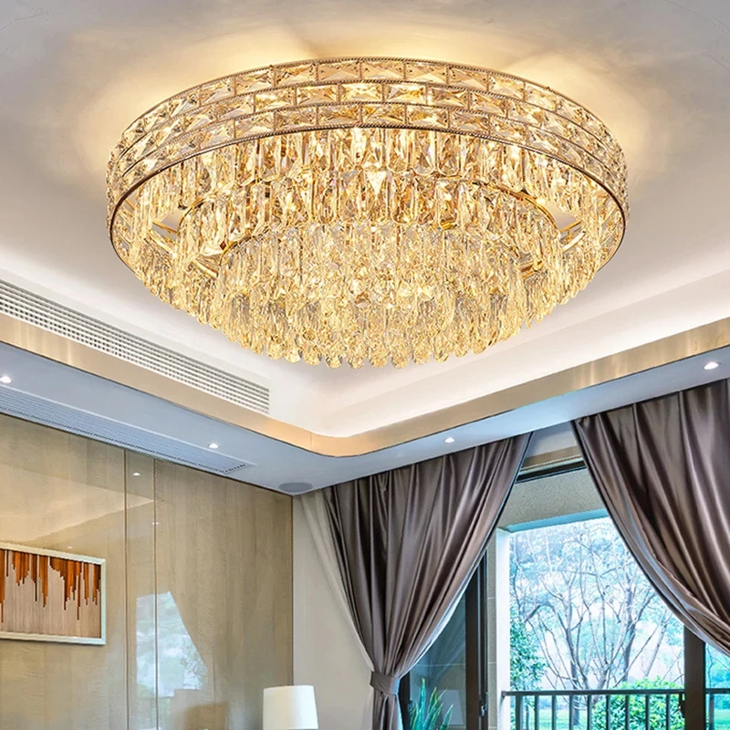 

Modern Luxury LED Crystal Light Living Room Headlight Circular Oval Simple Atmosphere Family Restaurant Bedroom Ceiling Light