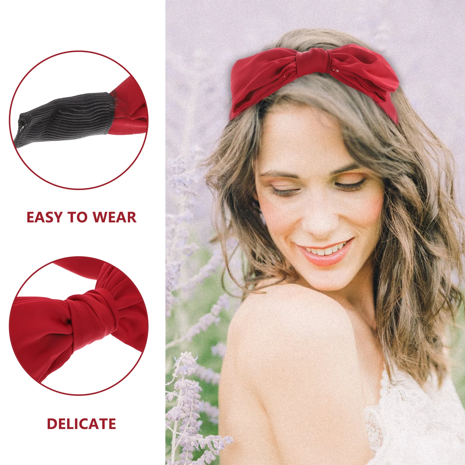 

2pcs Big Bow Fabric Bow Headb s For Women Hair Decors Women Girls Knotted Stretchy Party Supplies Durable Beautiful