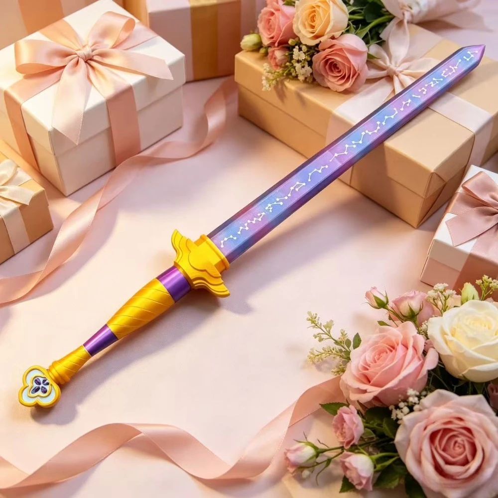 Accesorios de disfraz de espada larga morada de alta calidad con símbolo de Lumi para juego de rol de chicas demonio