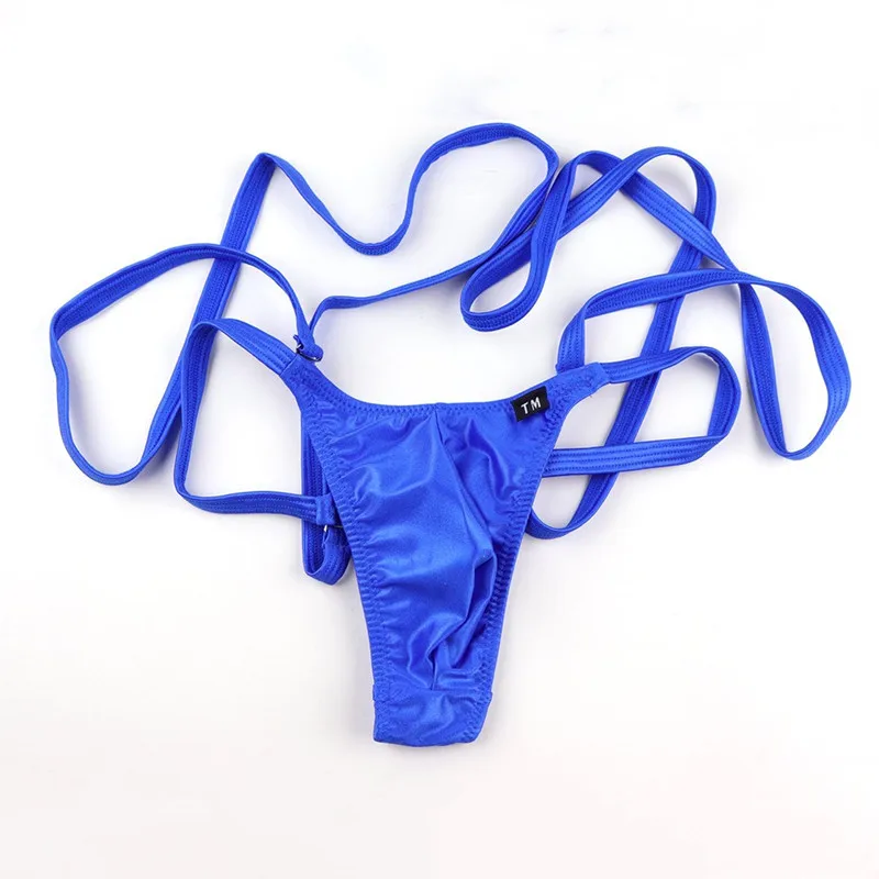 Men Neck‑Hanging Harness G‑String Thong Underwear O‑Ring Metal Ring Thin Strap Sexy Fashion T‑Back Panties For Male