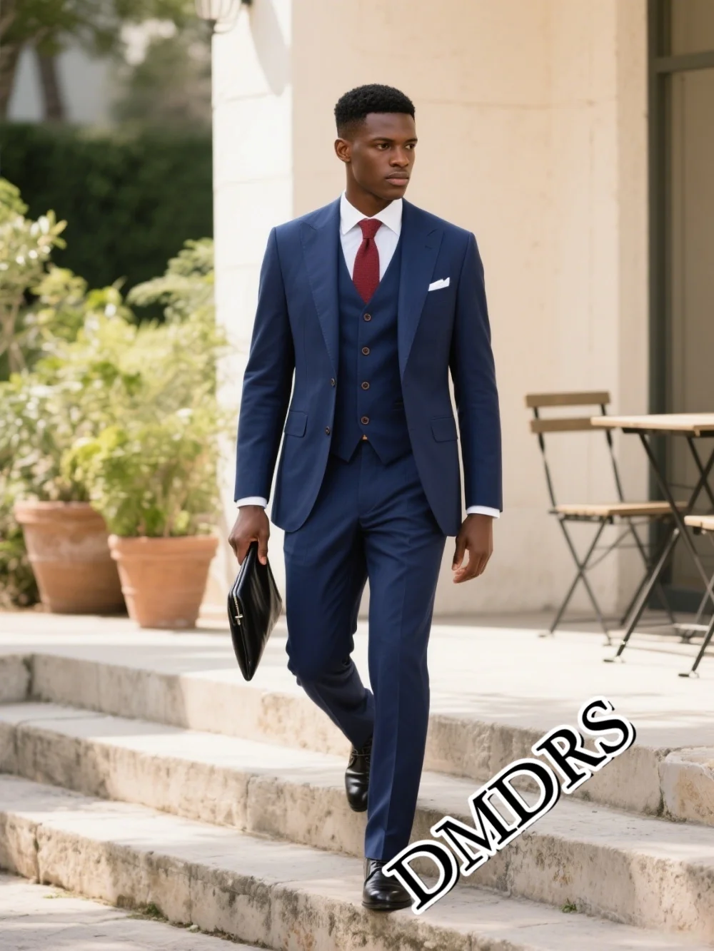 

DMDRS Fashionable Solid-Color Single-Breasted Men's Suit Set For Wedding Simple Business 3PCS Men's Suit Set (Jacket, Vest, Pant