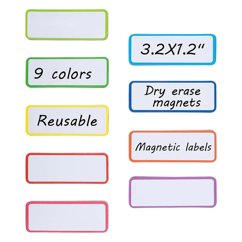 108 Pcs Magnetic Dry Erase Labels Reusable Strips Classroom Name Tags Writable Blank Magnet Cards Erasable Fridge Memo