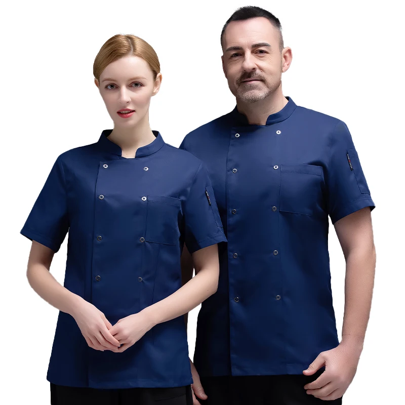 Unisex Chef Restaurant Jacket Short Sleeve Kitchen Wear Bakery Waiter Uniform Hotel Overalls Kitchen Costume