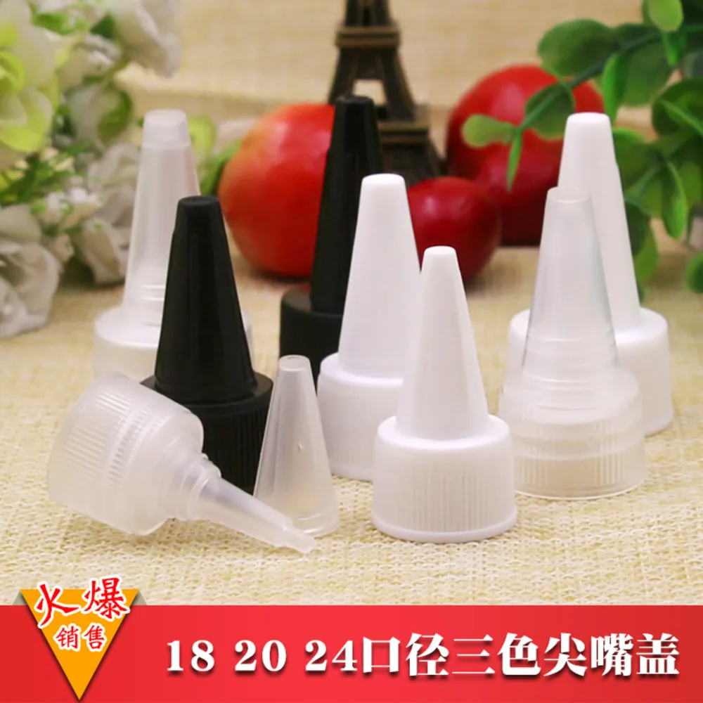 tampas-de-plastico-pontiagudas-com-tampa-transparente-tampa-superior-garrafas-diametro-do-calibre-preto-e-branco-18mm-20mm-24mm-50pcs