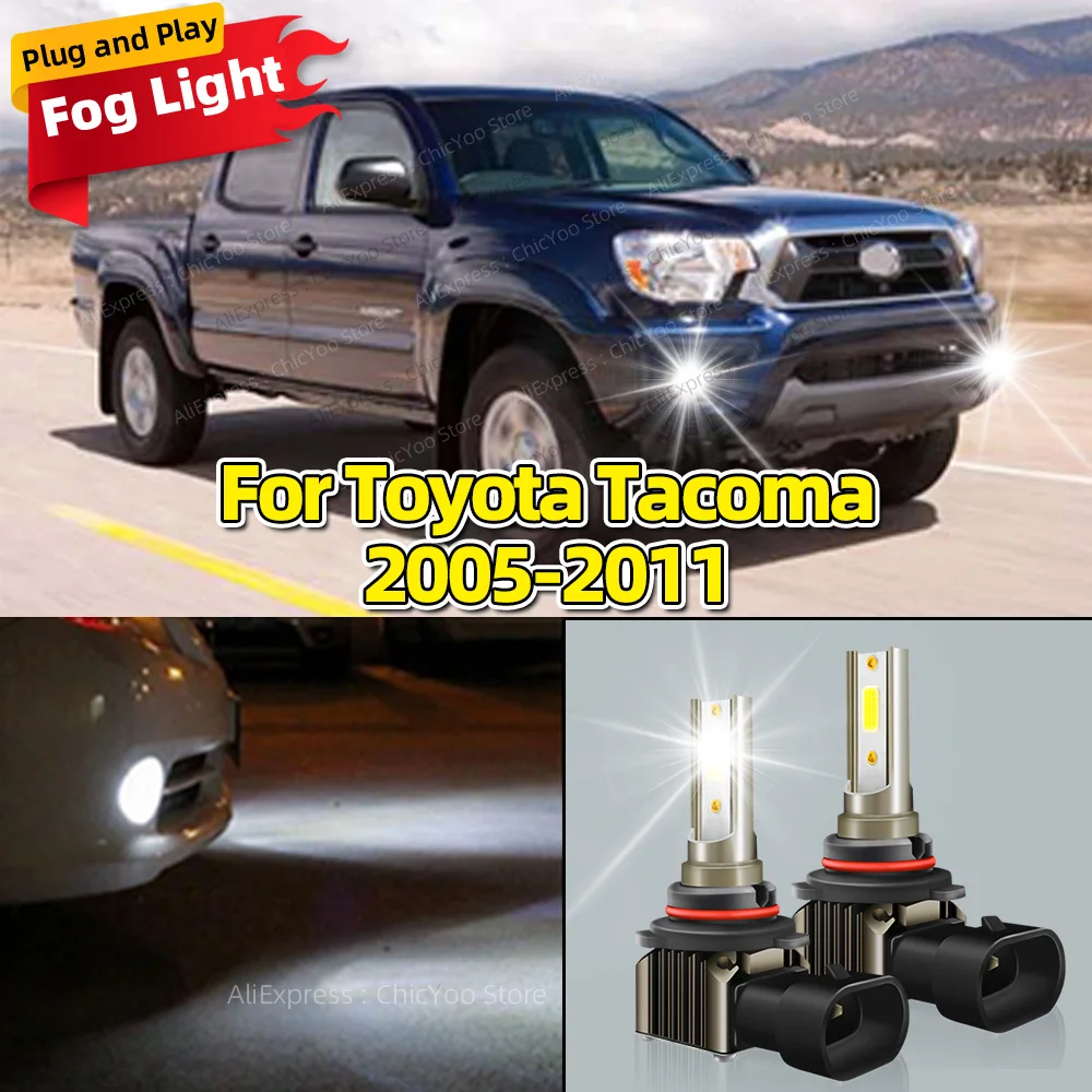 

2Pcs 80W LED Car Front Fog Light Lamps 9045 9145 H10 Bulb For Toyota Tacoma 2005 2006 2007 2008 2009 2010 2011 Plug and Play