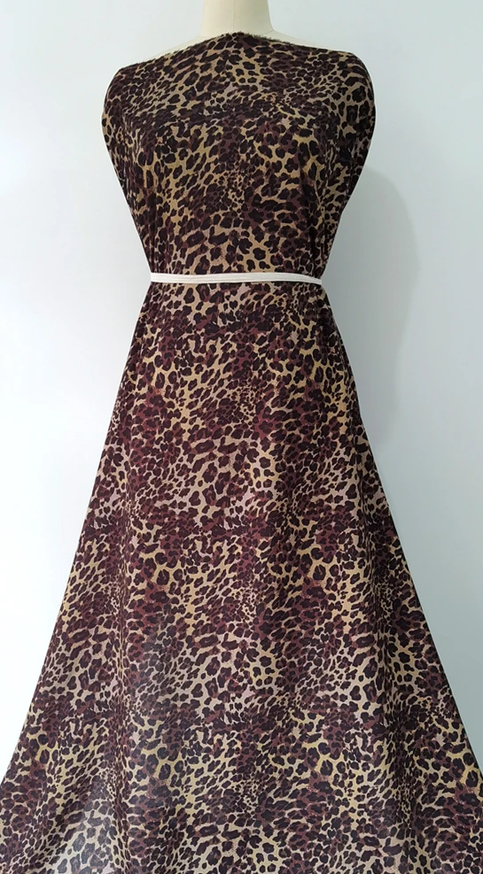 55\'\' Wide By Meter Africa Leopard Fabric Soft Dress Abaya Material Viscose Rayon