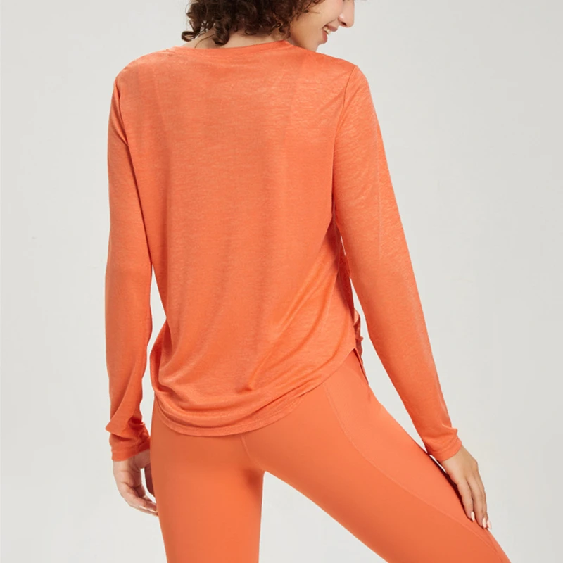 Women Thin Loose Yoga Shirt Long Sleeve T-shirt Quick Dry Running Sport Shirt Gym Workout Top Sweatshirt Fitness Blouse Pullover