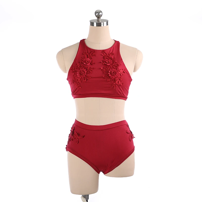 Rhythmic Gymnastics Training Air Yoga Leotards Pole Dance Performance Costume Wine Red Dance Costume Adult Girls Two Piece Set