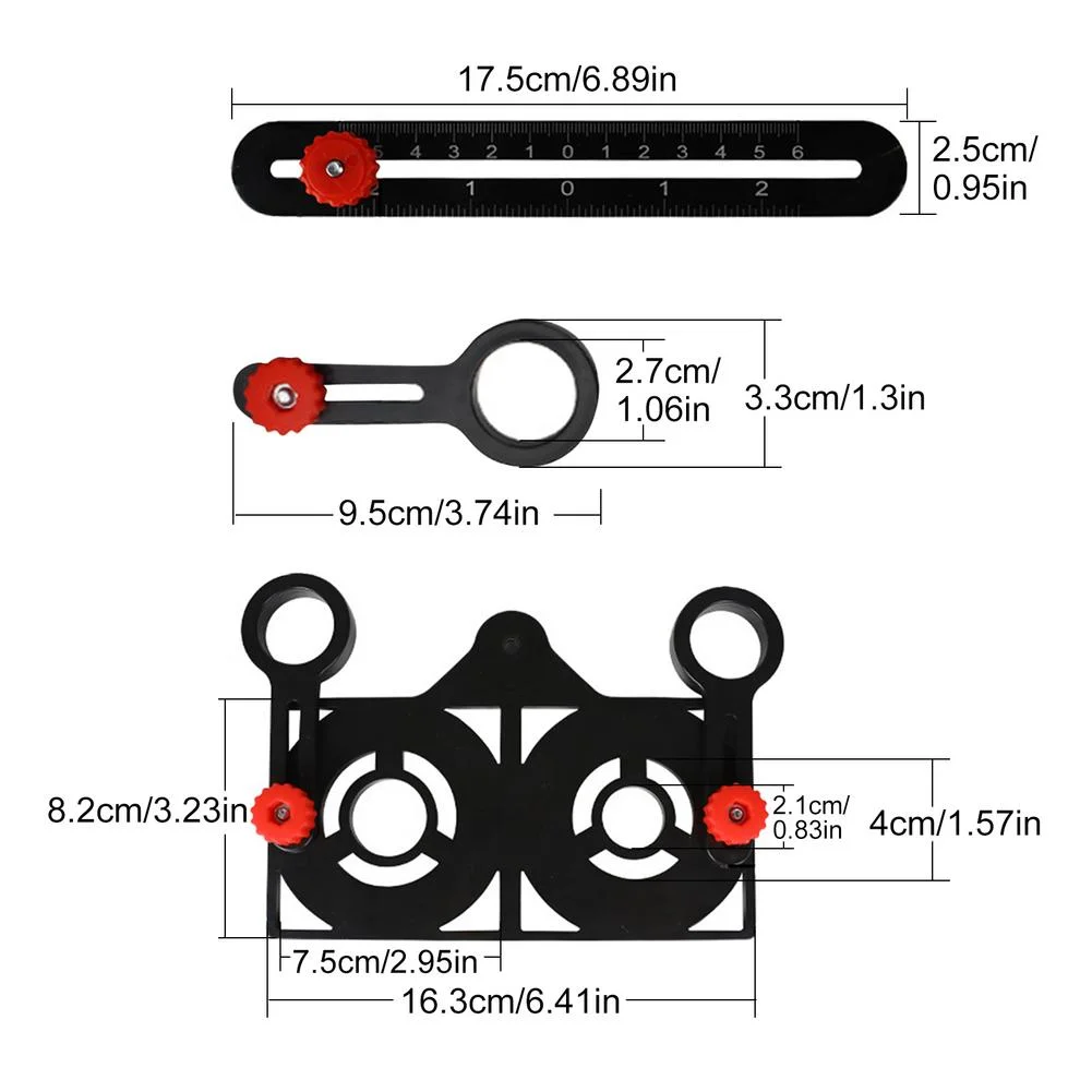 Aluminum Alloy Multi Angle Ruler Finder Measure Ruler with 2 Drill Tile Hole Locator Woodworking Construction tool For Craftsmen