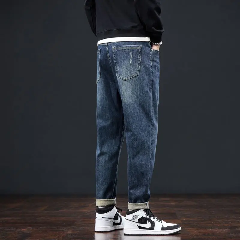 Jean à jambes droites pour hommes, tendance, Style coréen, coupe ample, pantalon décontracté, quatre saisons, luxe, tendance, Long