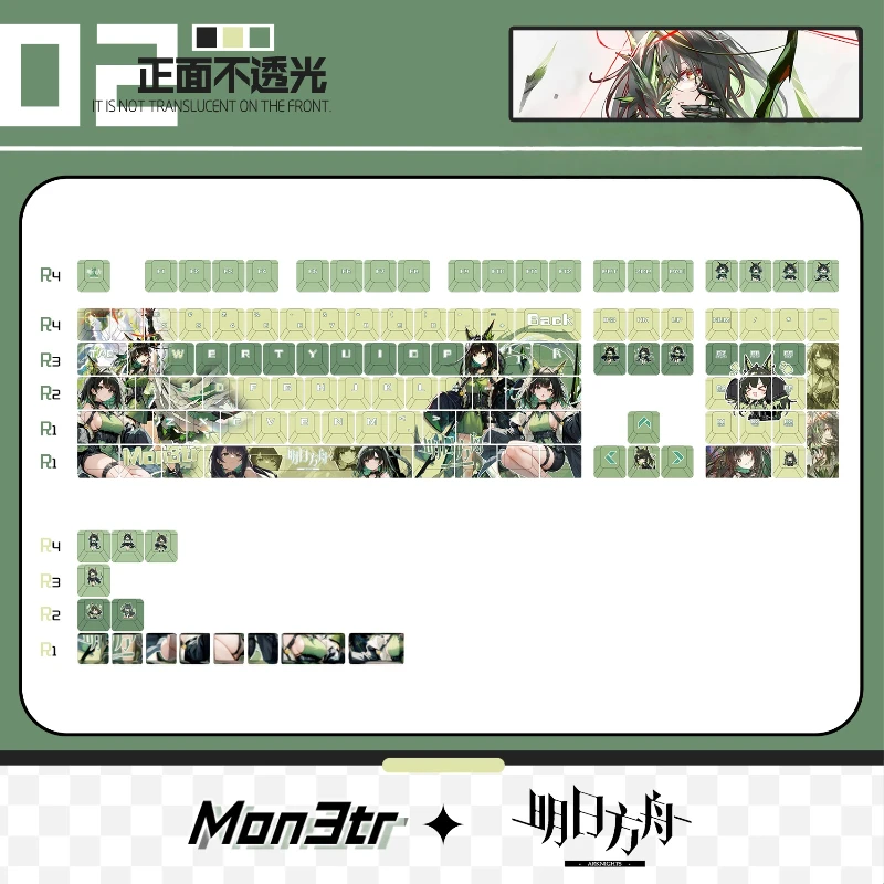 Arknights Mon3tr Theme Game Keycaps 122 Key Cherry Profile Mechanical Keyboard Anime Kartun Permainan Festival Hadiah Keycaps Kantor
