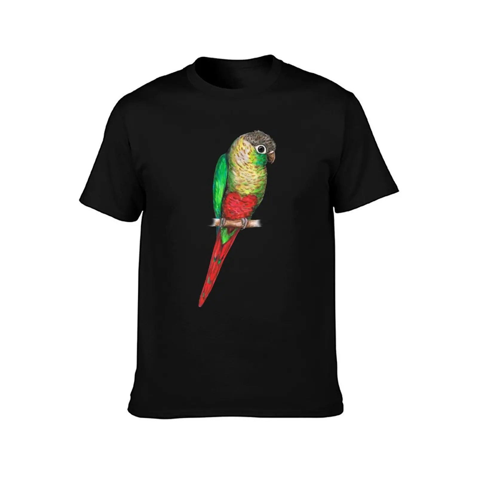 Conure with a heart on its belly T-Shirt, Summer Casual Cotton Tee, Oversized Streetwear Tops, Vintage Graphic Print