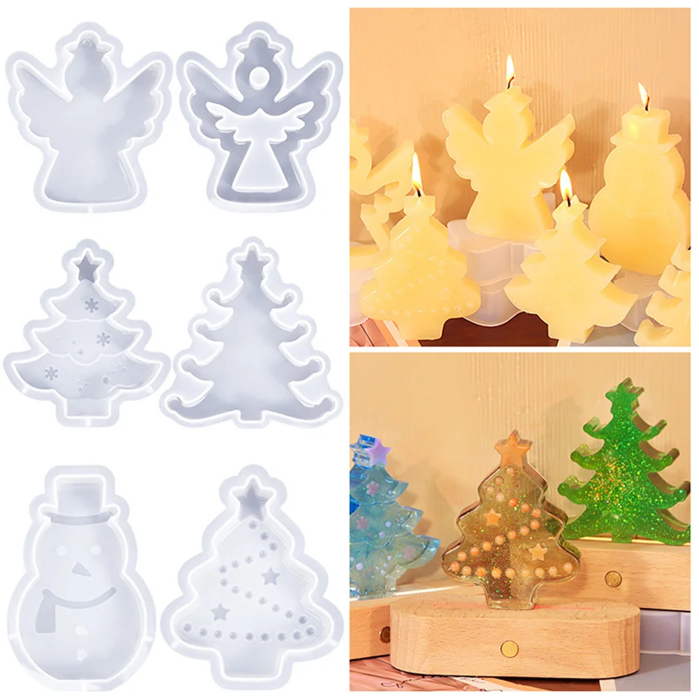 New Xmas Decoration Christmas Tree Angel Aromatherapy Silicone Candle Mold DIY Scented Candles Plaster Resin Baking Molds 2025