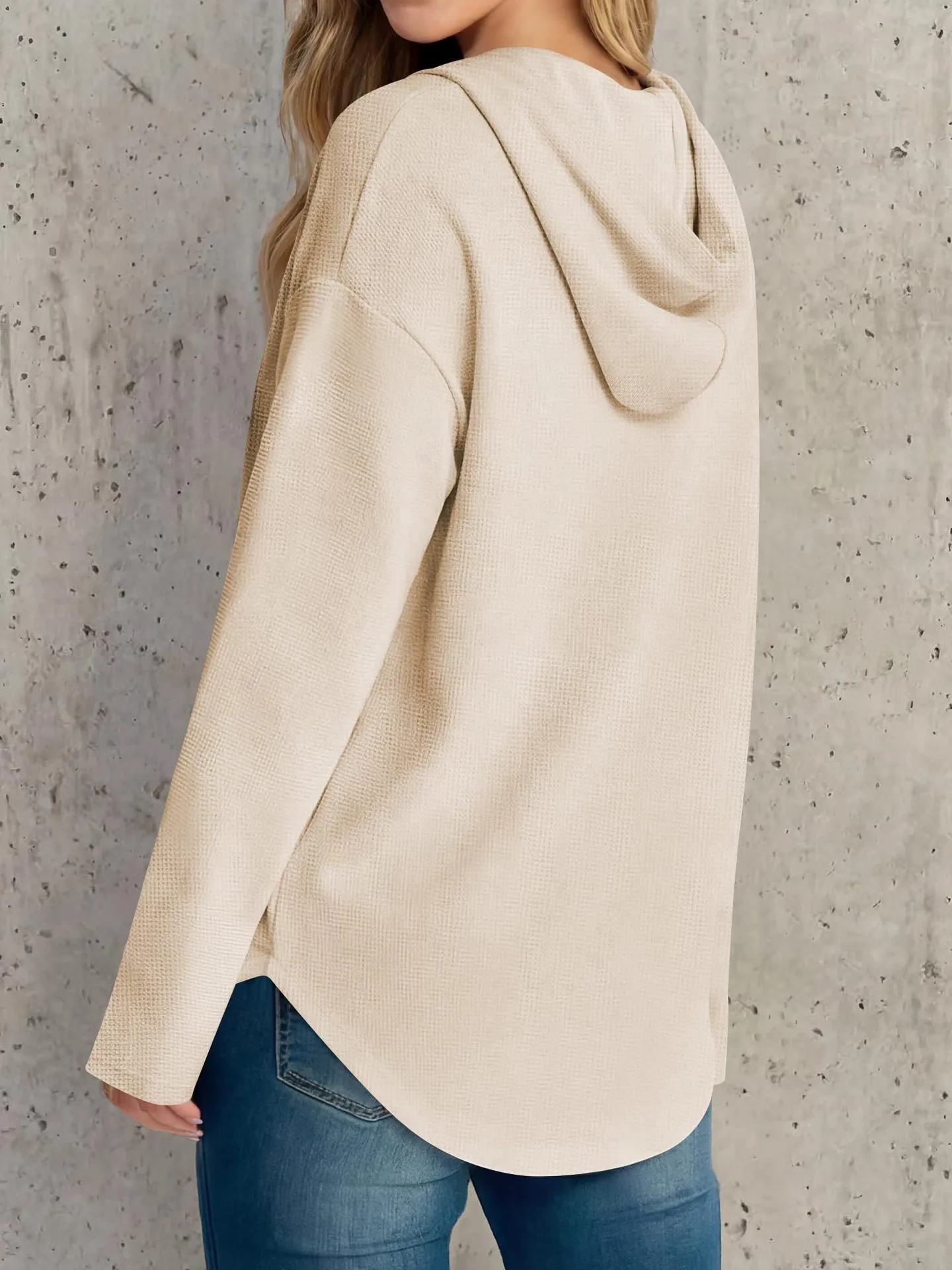 Casual Pullover Hoodie with V Neck Regular Length American and European Style Regular Sleeve Autumn Long Sleeve Women Hoodie