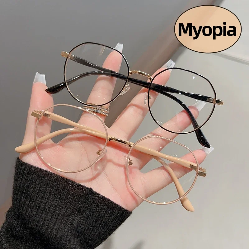 

Luxury Myopia Glasses for Ladies Unisex Vintage Blue Light Blocking Eyewear Fashion Women's Minus Sight Eyeglasses 0 To -4.0