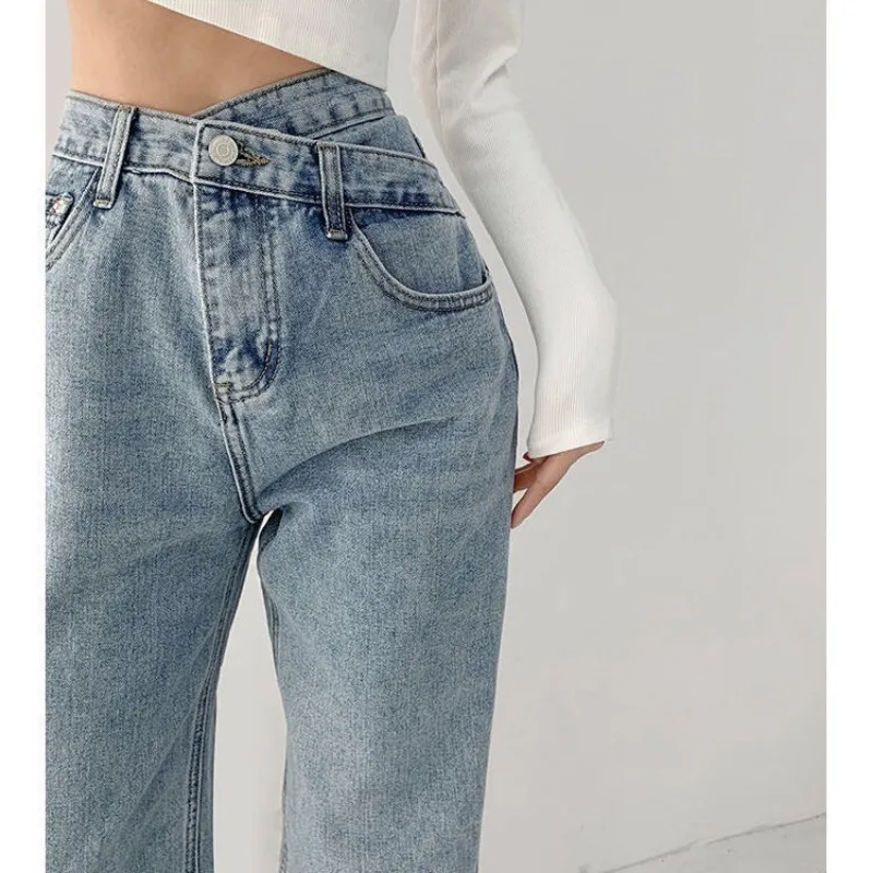 

Baggy Jeans High Waist Vintage Design Crossover Waist Jeans Women Summer New Straight Pants Trouser Y2k Jeans Streetwear Chic