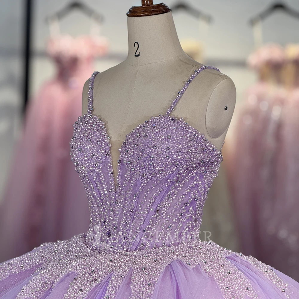 Abiti da 15 anni Abito Quinceanera personalizzato 2025 Perline di pizzo Cinghie per spaghetti Abiti da ballo principessa Sweet 15 16 Abiti DY1323