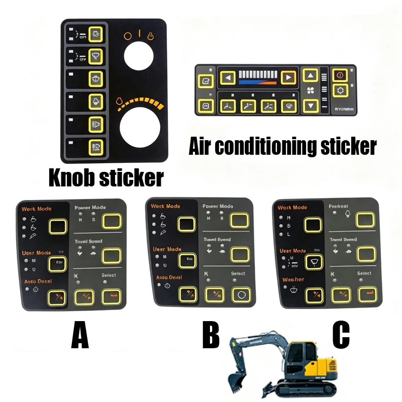 Sticker Air Conditioning Instrument Key Control Panel Excavator Accessories For Hyundai 200/215/225/265/305/-7