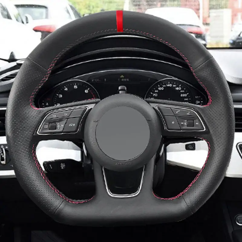 עבור audi a1 8x a3 8v s3 a4 b9 s4 a5 q2 2016-2022 rs 3 4 5 perforate עור הפנים בד ההגה פנים גלגל חיתוך