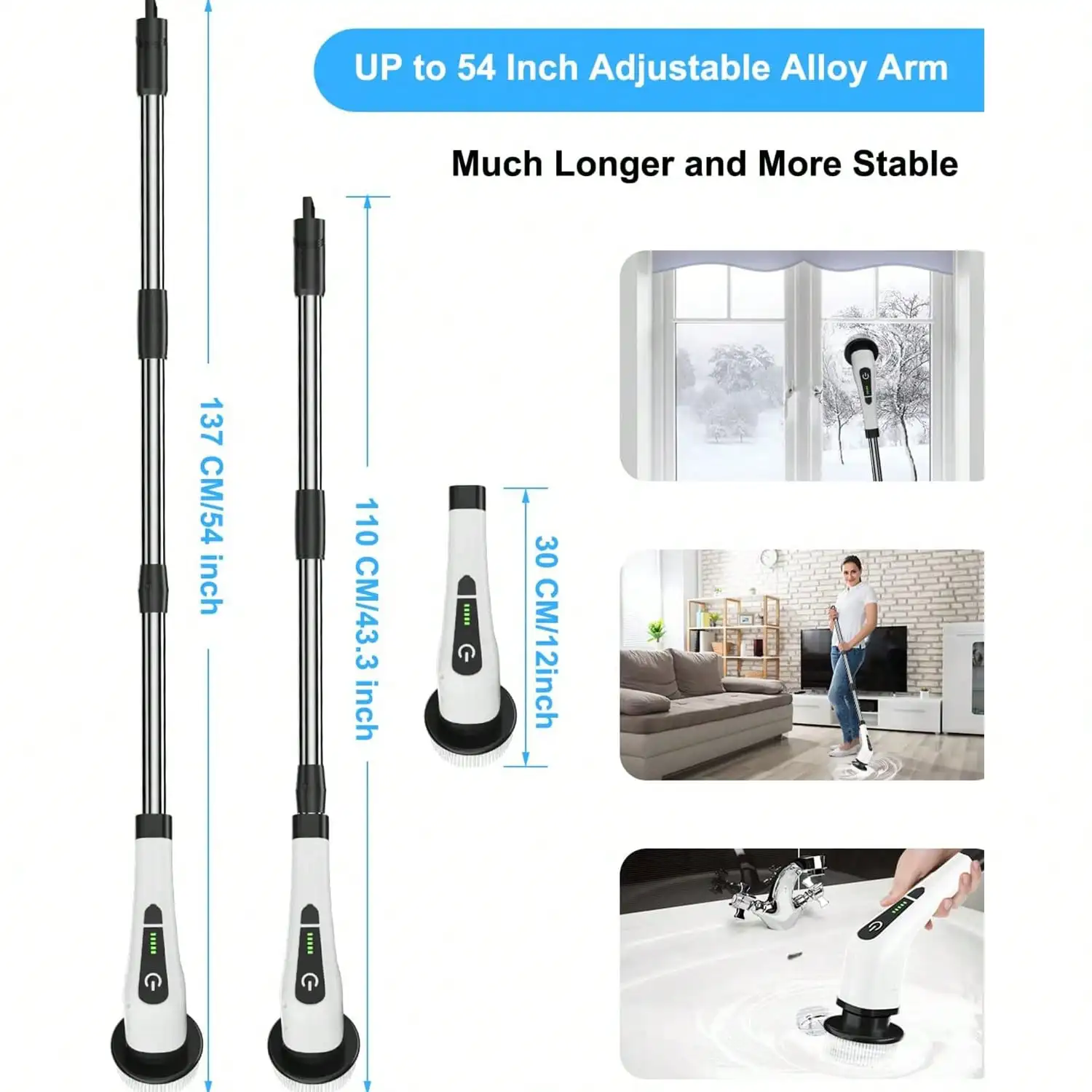 Elektrischer Schleuderschrubber, 2500 mha wiederaufladbare kabellose Reinigungsbürste, IPX7 Badezimmerwäscher, Duschschrubber mit 9 austauschbaren