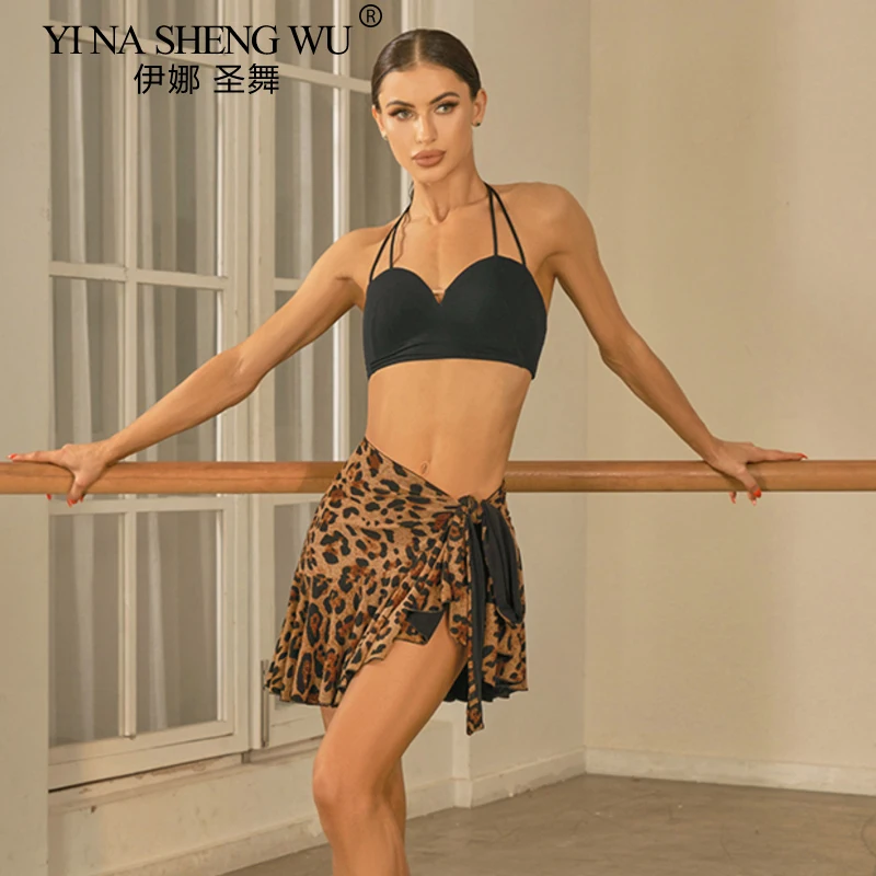 New Women'S Chacha Latin Dance Costume Adults Backless Latin Top Tie up Skirt Female Performance Dance Clothing SL12784