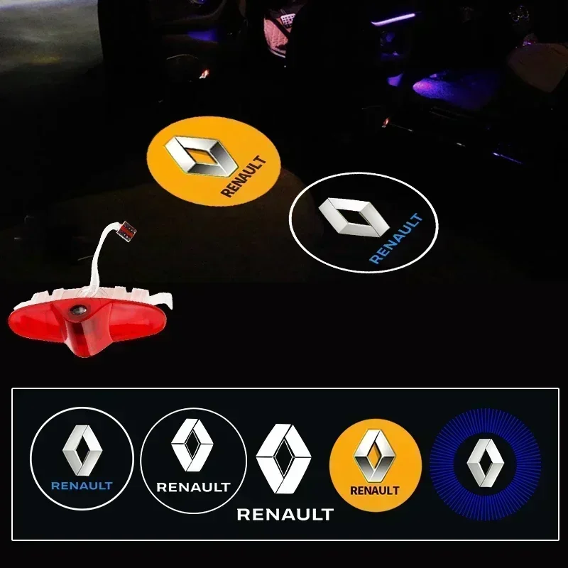 

2 шт., автомобильный светодиодный логотип, дверной лазерный проектор, призрачная лампа, приветственный свет, аксессуары для Renault 2 Koleos Laguna Magane Latitude Talisman
