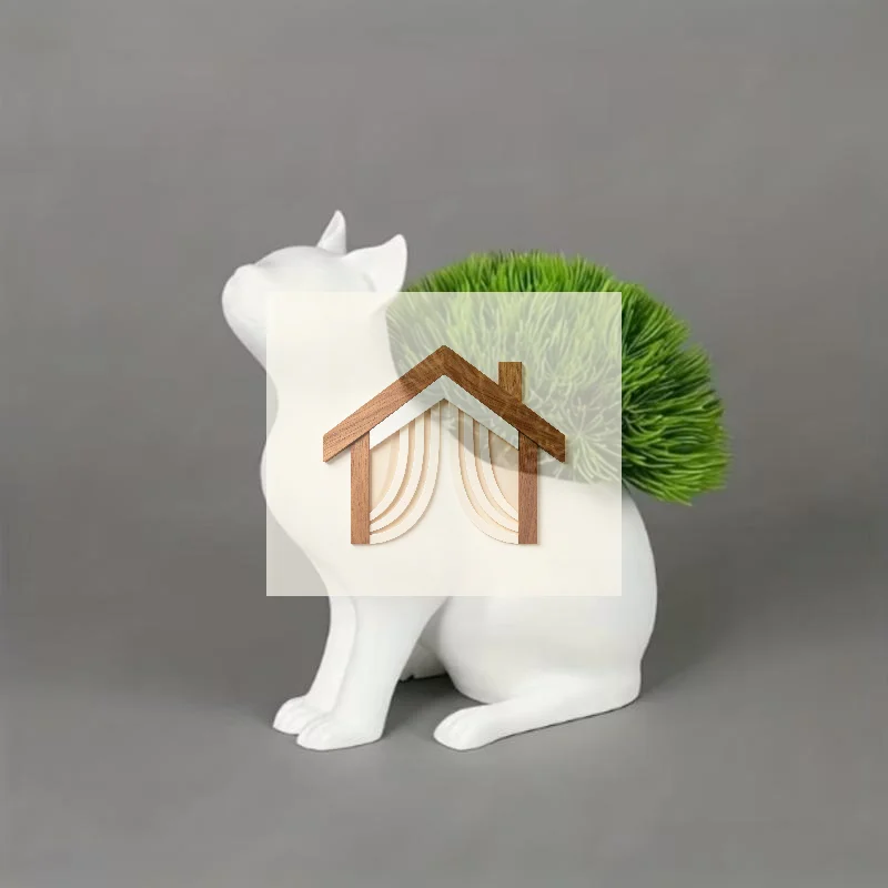3D Cute Cat Flower Pot Lovely Cartoon Animal Plant Holder Non-Slip Base Resin Pot for Office Desk Home Decoration