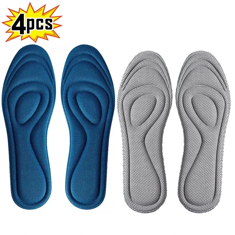 4 Stuks Memory Foam Orthopedische Inlegzolen Voor Schoenen Antibacteriële Ontgeuringseffect Zweet Absorptie Insert Sportschoenen Running Pads