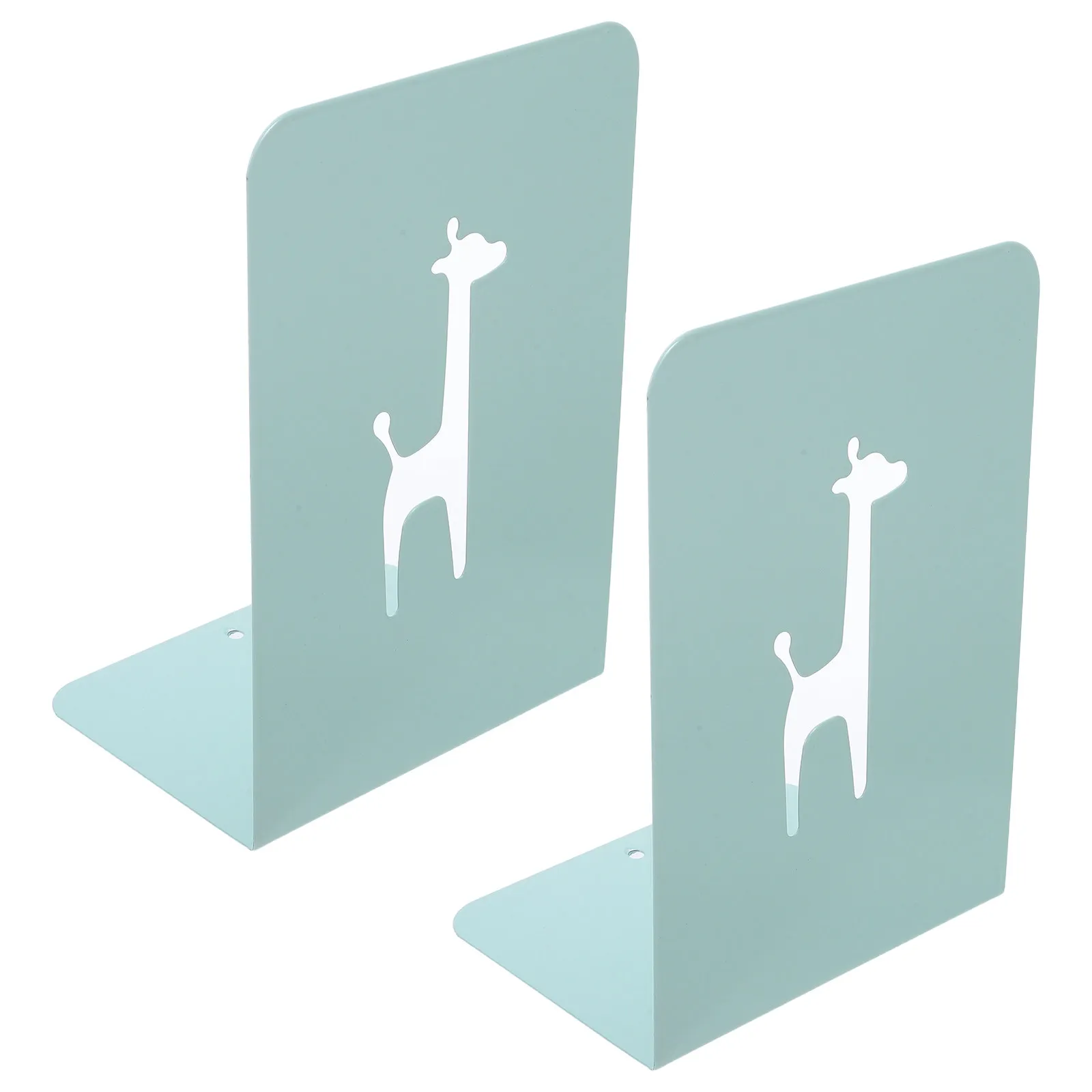 2Pcs Metal Bookends Large Giraffe Book Ends for Shelves Nursery Office Desk Decorative Animal Book Organizer for Kids Home