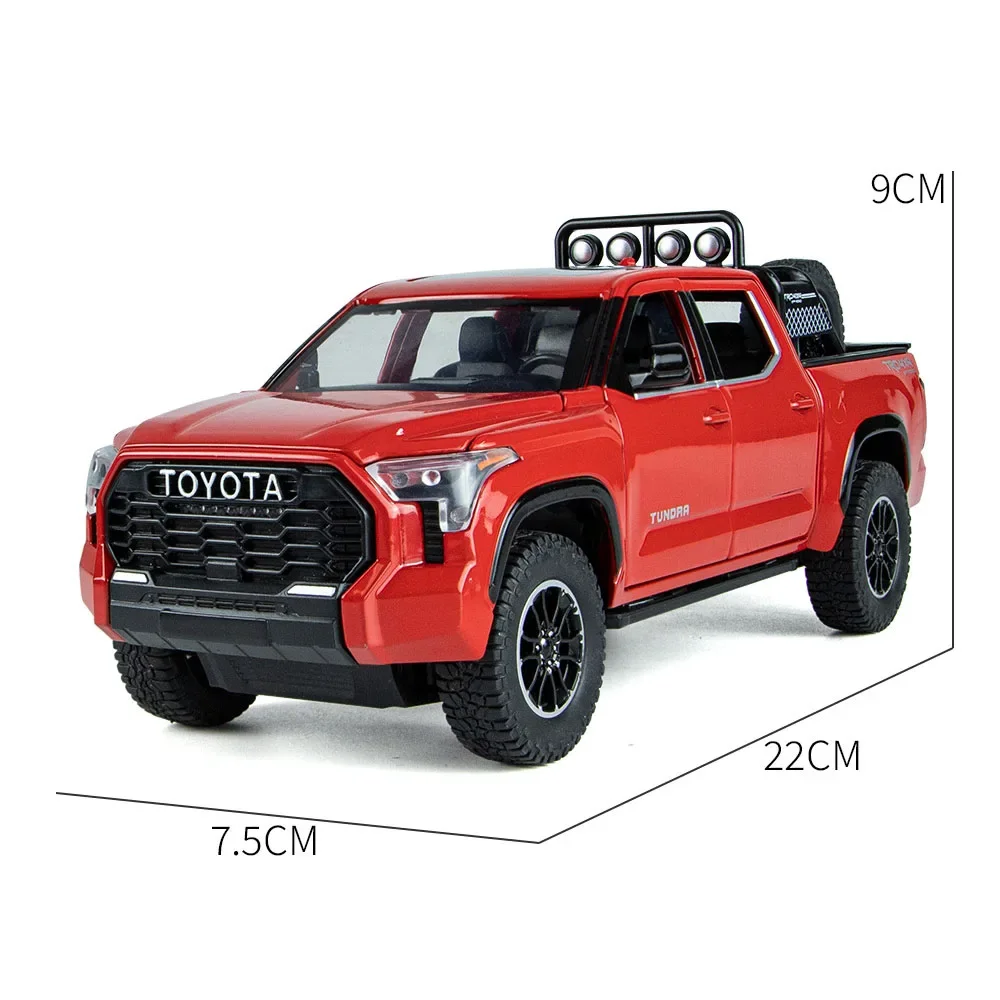 Tacoma Tundra – modèle de jouet en alliage moulé sous pression, voitures miniatures, son léger, roue de véhicule, traction tout-terrain pour garçons, jouets éducatifs, 1:24