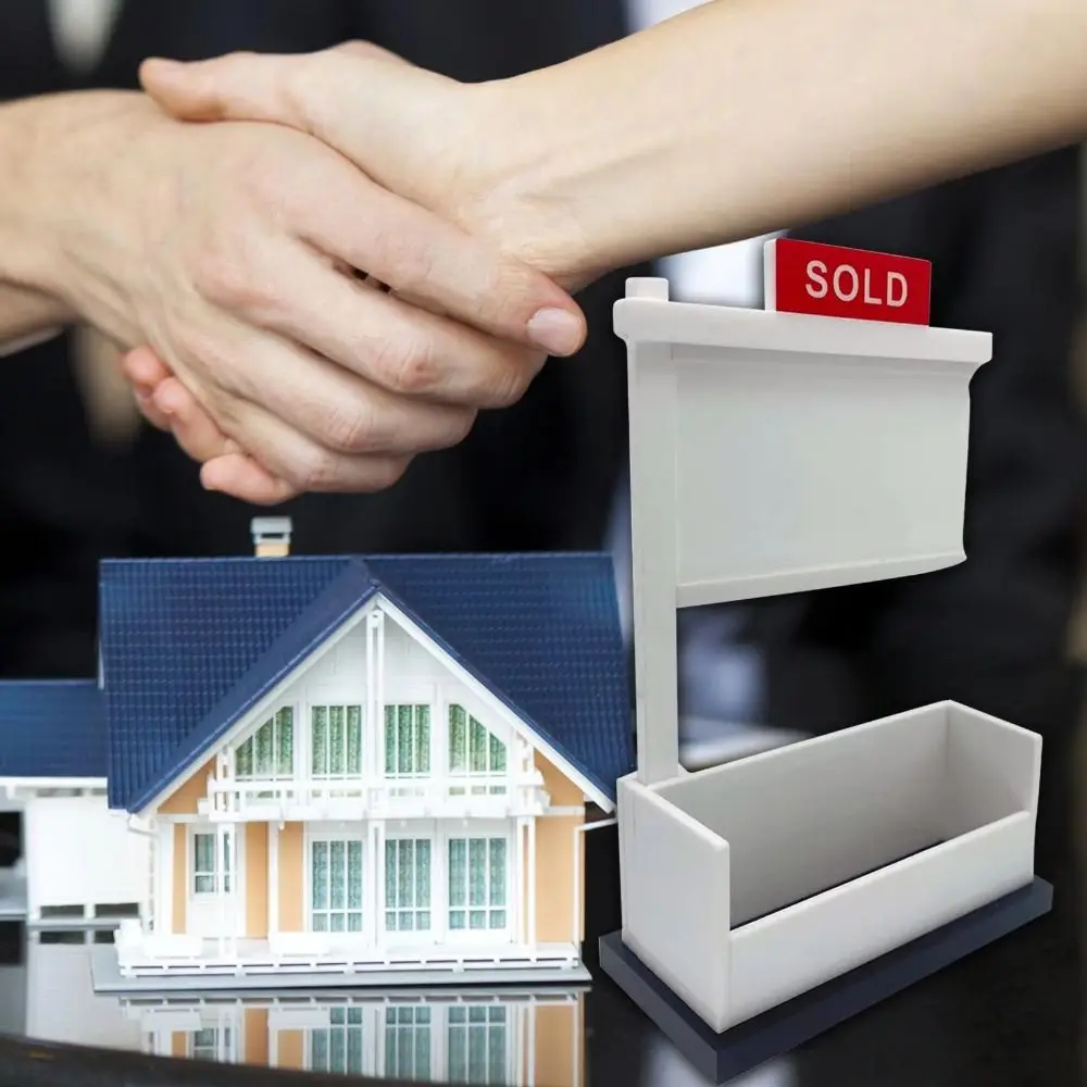 Sold Sign Real Estate Business Card Holder Removable Wood Desktops Card Display Stand Large Capacity Open Design