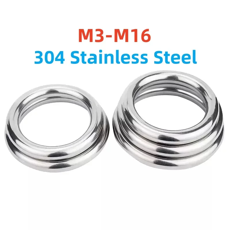 304 Stainless Steel Seamless Circular Ring M3-M16 O-Shaped Ring Solid Metal O-ring  For Hammock Yoga Connection Steel Ring