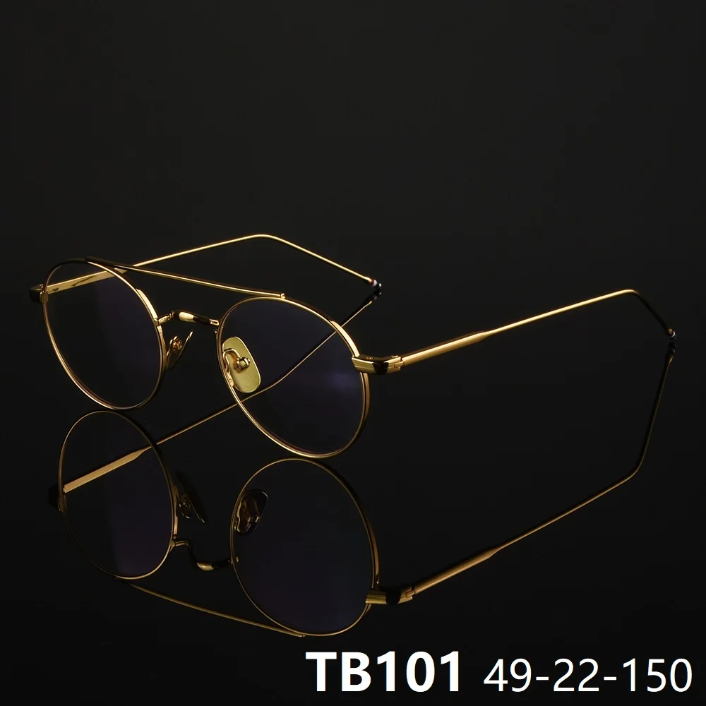 

New York Brand Design Fashion Glasses Frame Round Titanium Eyeglasses Men Women Eyewear Trendy Double Beam TBX101 High Quality