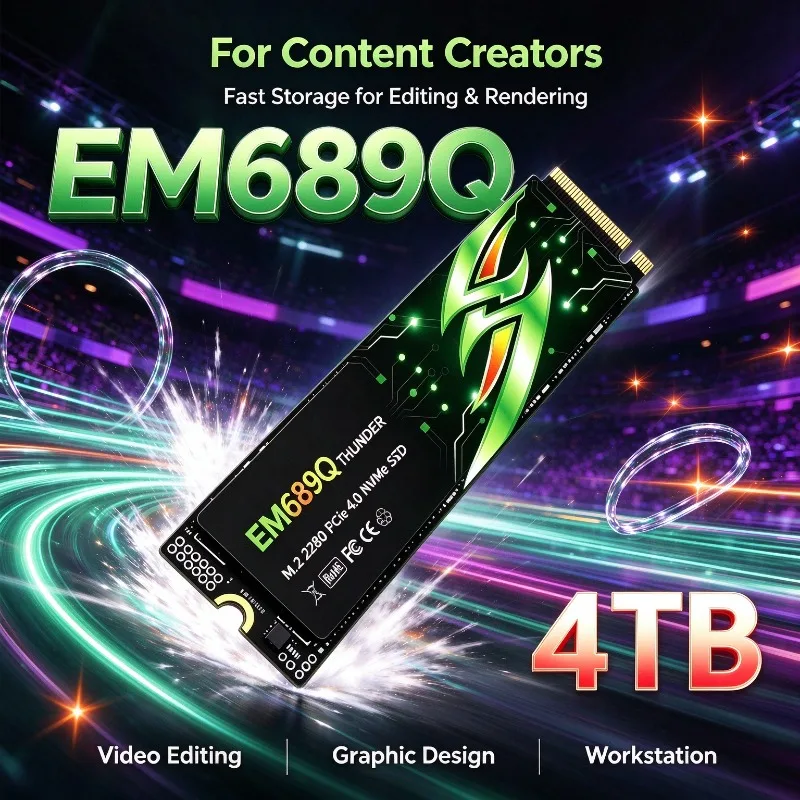 Original EM689Q PCIe3.0 M.2 NVMe SSD 1TB 2TB 4TB PS5 Gaming Internal Solid State Drive M2 2280 SSD for Content Creators