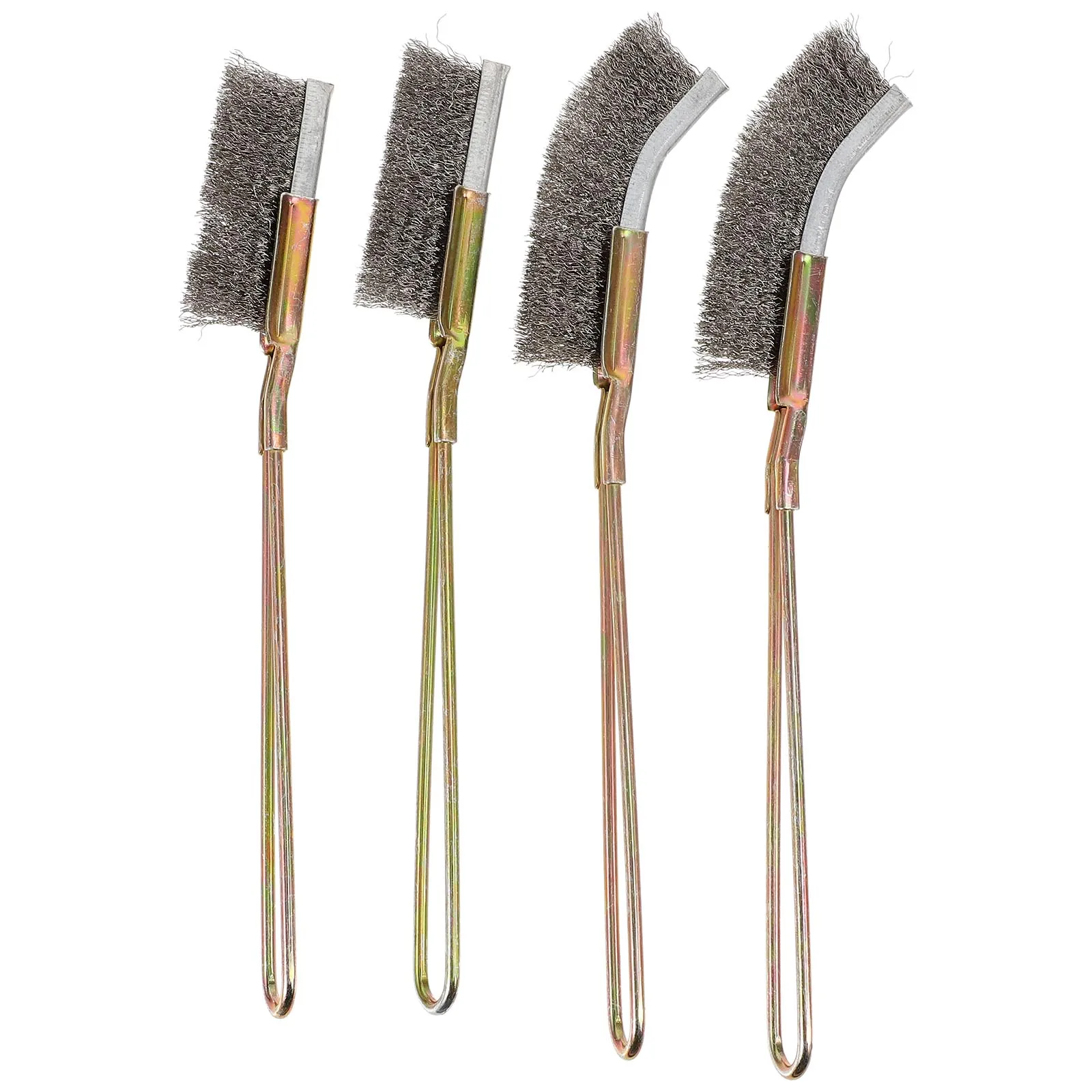 

4pcs Cleaning Brushes Handle Brush For Rust Removal Household Industrial Manual Tool Decontamination Polishing Silver