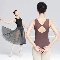 Ballet Leotards For Women Hollow Back Sexy Gymnastics Dance Leotard with Chest Shirring Ballet Costume Bodysuit Camisole