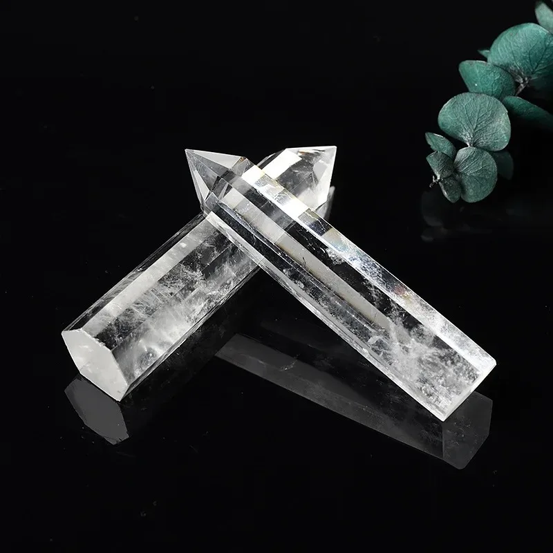 天然石クリスタルクリアクォーツ癒し石,六角形,プリズム,ビスクワンド,透明度,クォーツポイント,家の装飾