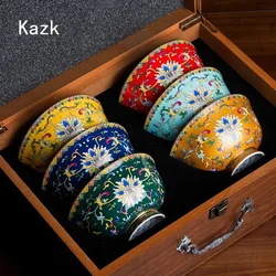 Chinese Style Relief Ceramic Bowl Gold Edge Craft Household Dining Table Decoration Salad Bowl Kitchen Tableware Enamel Bowl Set
