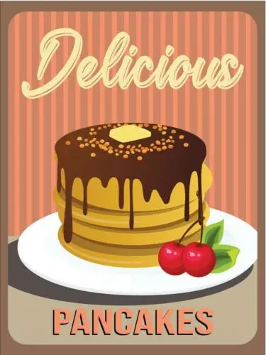 Delicious Pancakes Vintage Retro Metal Sign sign