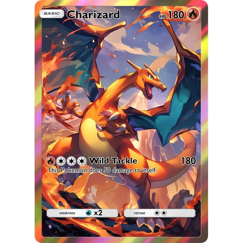 5Pcs Charizard Trading Cards Set Full Art Fire Dragon Collectible Game Cards for Kids Fans Gift Collection view 5